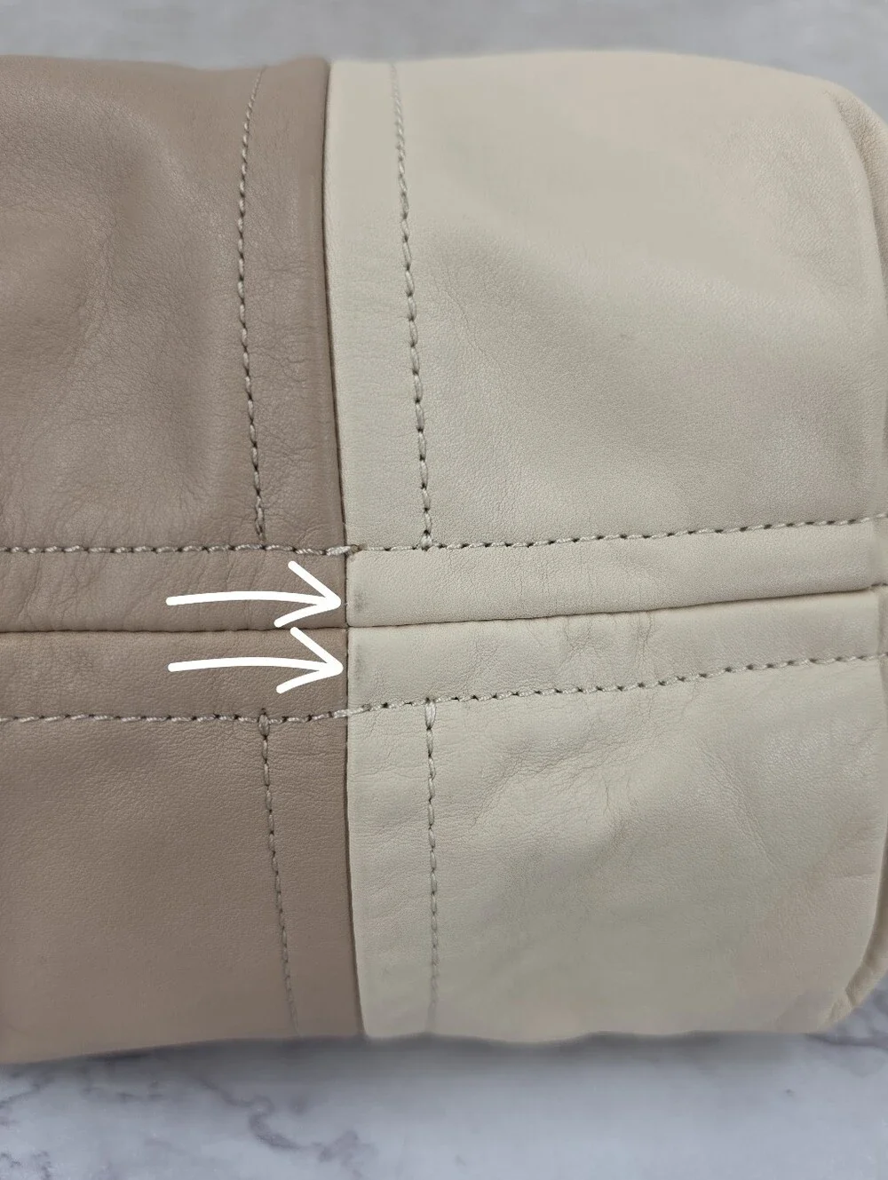 Coach Bea Neutral Two-Tone Ivory & Taupe Leather Top Zip Tote Bag
